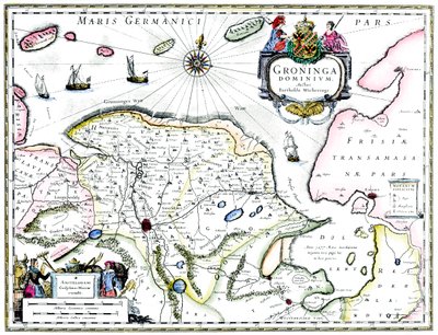 Mappa di Groningen, Paesi Bassi, XVII secolo da Unbekannt
