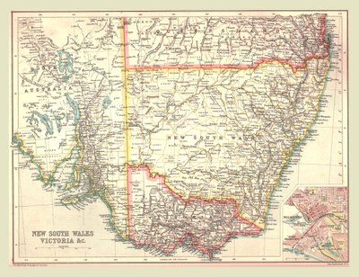 Mappa del Nuovo Galles del Sud e Victoria, 1902 da Unbekannt