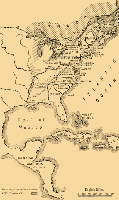 Mappa del Nord America, Illustrante la Guerra d