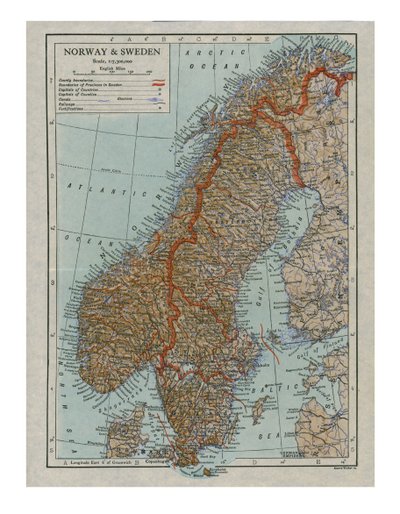 Mappa di Norvegia e Svezia da Unbekannt