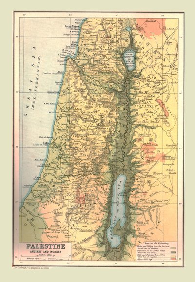 Mappa della Palestina, antica e moderna, 1902 da Unbekannt