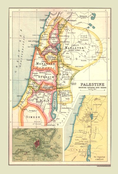 Mappa della Palestina, mostrando la divisione in tribù, 1902 da Unbekannt