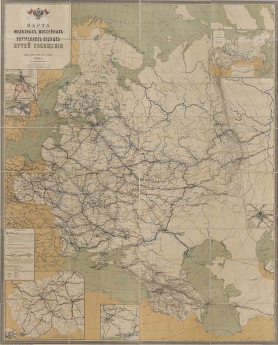 Mappa delle strade, ferrovie e vie navigabili interne dell