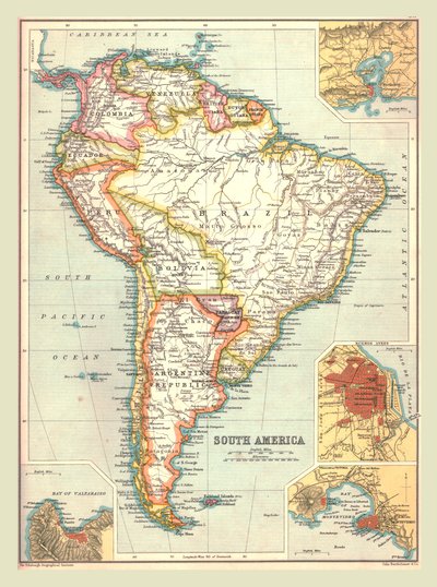 Mappa del Sud America, 1902 da Unbekannt