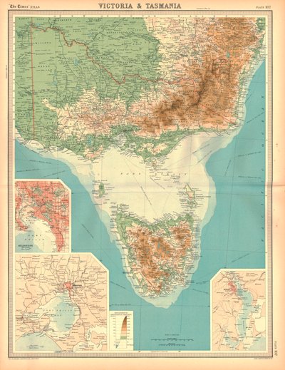 Mappa di Victoria e Tasmania da Unbekannt