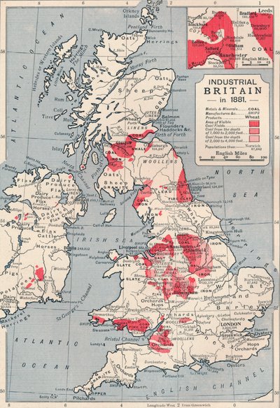 Mappa della Gran Bretagna industriale nel 1881, 1906 da Unbekannt