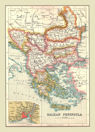 Mappa della Penisola Balcanica, 1902 da Unbekannt