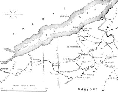 Mappa del paese tra Egitto e Sudan, c1881-85 da Unbekannt