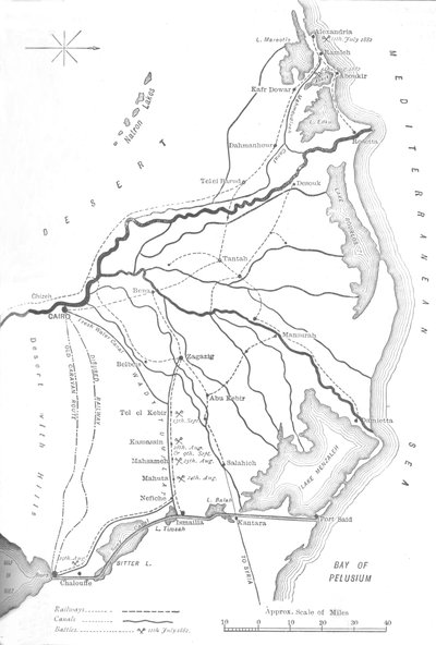Mappa del delta del Nilo, punti strategici nella campagna egiziana da Unbekannt