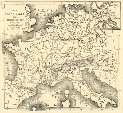 Mappa del Regno dei Franchi sotto Carlo Magno, 1890 da Unbekannt