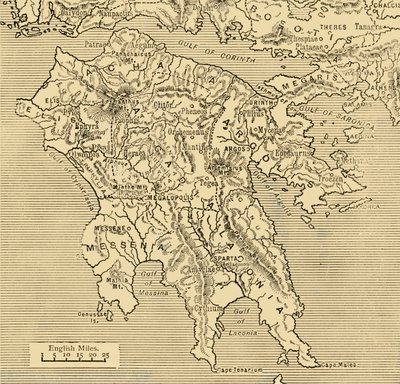 Mappa del Peloponneso da Unbekannt