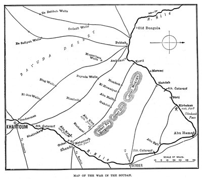 Mappa della guerra in Sudan, fine XIX secolo, 1900 da Unbekannt