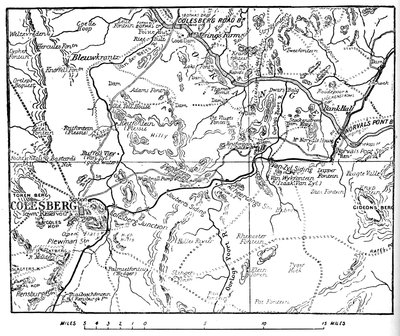 Mappa per illustrare le operazioni intorno a Colesberg da Unbekannt