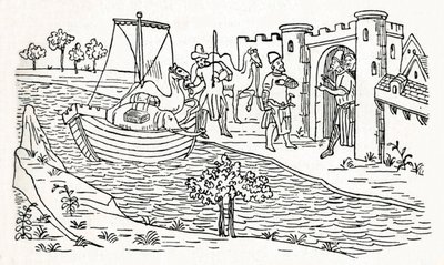 Marco Polo sbarca a Ormuz, c1300, 1912 da Unbekannt