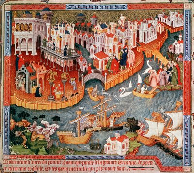 Marco Polo che salpa da Venezia nel 1271, XV secolo da Unbekannt