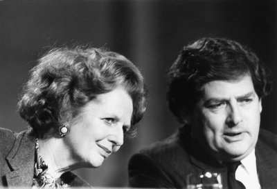 Margaret Thatcher e Nigel Lawson, politici britannici, circa anni 