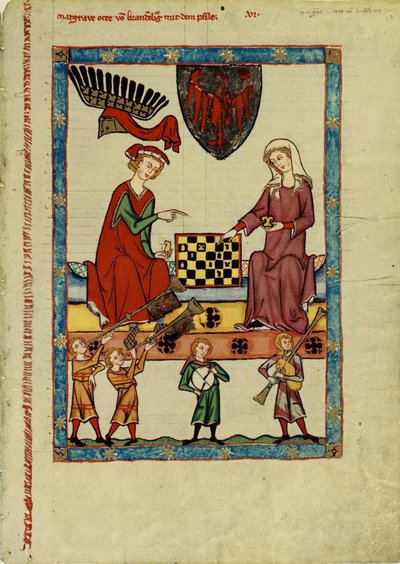 Margravio Ottone IV di Brandeburgo che Gioca a Scacchi dal Codex Manesse, tra il 1305 e il 1340 da Unbekannt