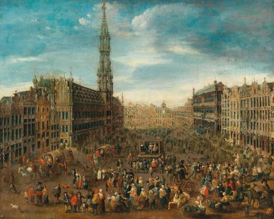 Scena di mercato sulla Grand Place a Bruxelles, c. 1670 da Unbekannt