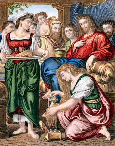 Maria Maddalena unge i piedi di Gesù, c. 1860 da Unbekannt