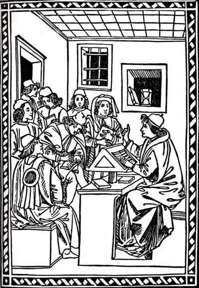 Maestro con i suoi studenti. Cristoforo Landino, 1492, 1917 da Unbekannt