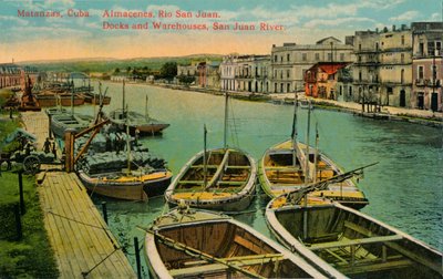 Matanzas, Cuba. Magazzini, Rio San Juan. Docks e magazzini, fiume San Juan, c1910 da Unbekannt