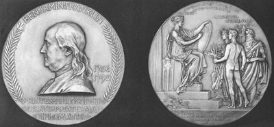 Medaglia coniata per commemorare il 200º anniversario della nascita di Benjamin Franklin da Unbekannt