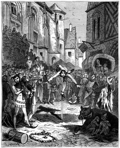 Acrobata medievale e intrattenimento di strada, 1882-1884 da Unbekannt