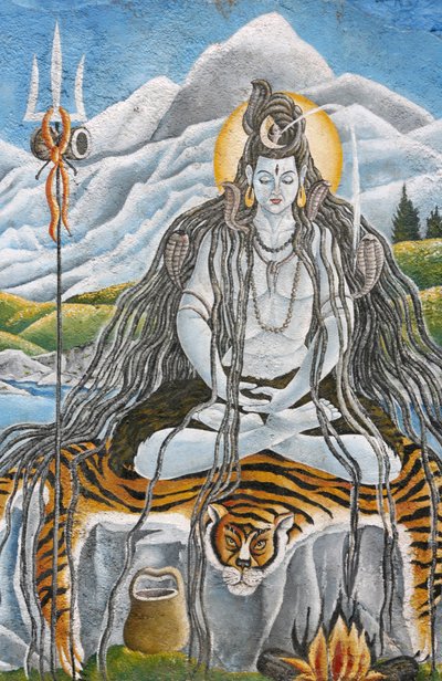 Shiva in meditazione con serpenti naja a Pashupatinah, Kathmandu, Nepal da Unbekannt