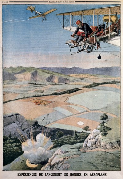 Membri del corpo aereo francese in esercitazione di bombardamento a Chalons, 1912 da Unbekannt