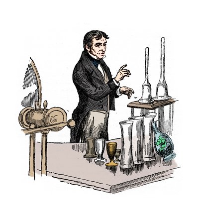 Michael Faraday che tiene una lezione alla Royal Institution, Londra, 1835, XX secolo da Unbekannt