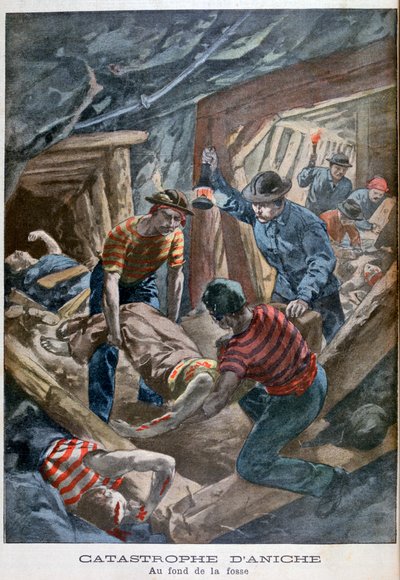 Crollo della miniera, Aniche, Francia, 1900 da Unbekannt