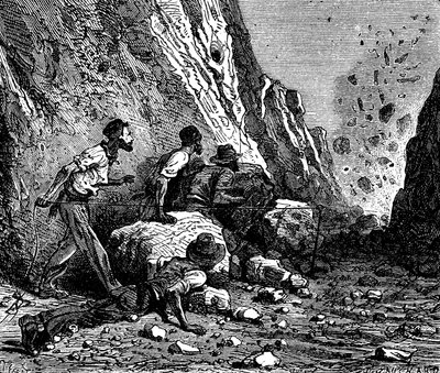 Minatori che fanno esplodere, 1879 da Unbekannt