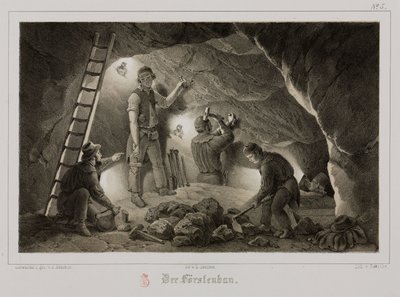 Estrazione di minerali metallici, minatori, Germania, c 1851 da Unbekannt