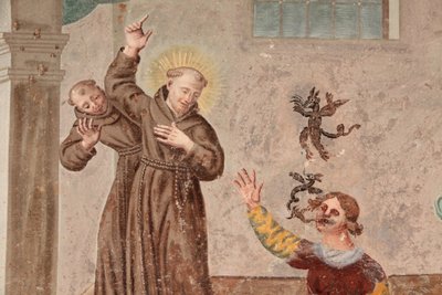Monastero di Saorge, affresco del XVIII secolo che raffigura la vita di San Francesco d