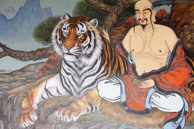 Dipinto di un monaco e una tigre, Seoul, Corea del Sud da Unbekannt
