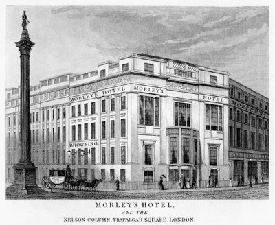 Hotel Morleys e Colonna di Nelson, Trafalgar Square, Westminster, Londra, XIX secolo da Unbekannt