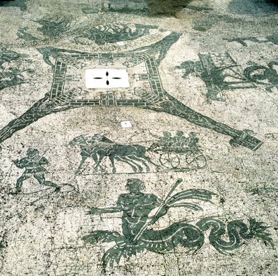 Mosaico, Carri trainati da muli con viaggiatori, Cisarii, I secolo da Unbekannt