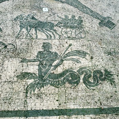 Mosaico, Carri trainati da muli con viaggiatori, Cisarii, I secolo d.C. da Unbekannt