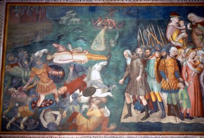 Mosè e gli Israeliti attraversano il Mar Rosso, San Gimignano, Italia, XIV secolo da Unbekannt