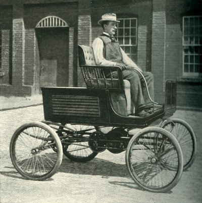 Automobile equipaggiata con la nuova batteria di accumulo, 1902 da Unbekannt