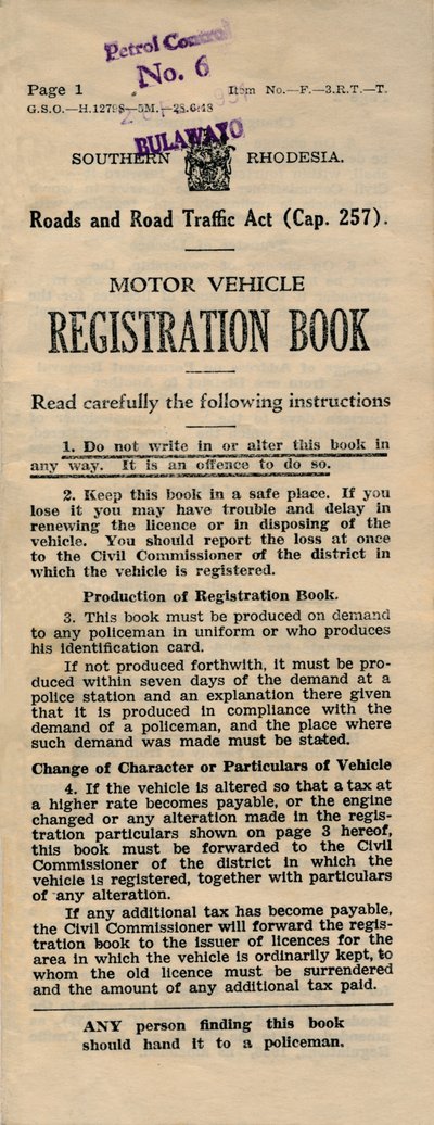 Registro di immatricolazione dei veicoli a motore, 1949 da Unbekannt