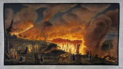 Il Vesuvio in eruzione di notte, Regno di Napoli da Unbekannt