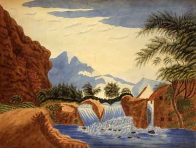 Scena di montagna e ruota idraulica, ca. 1820-1870 da Unbekannt