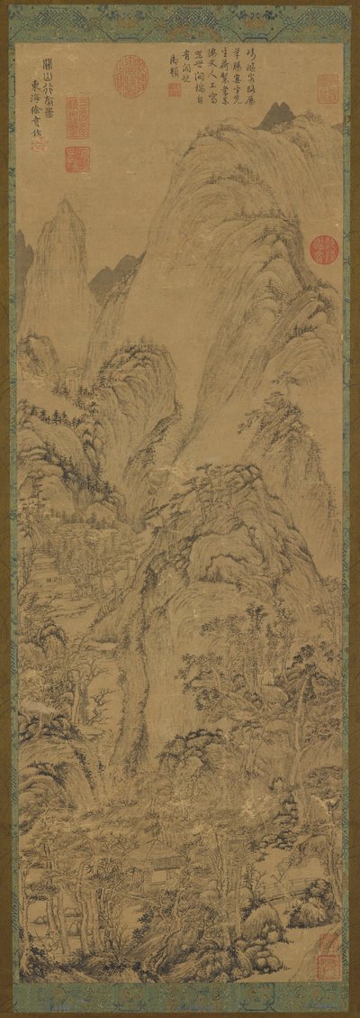 Gola di montagna: case e un ruscello nella valle, XIV-XV secolo da Unbekannt