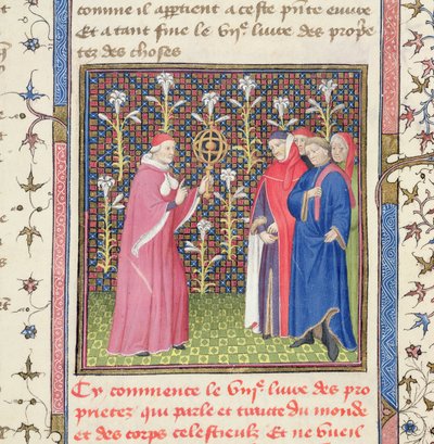 Ms 251 f.135r Cinque uomini, uno che tiene una sfera armillare, da 