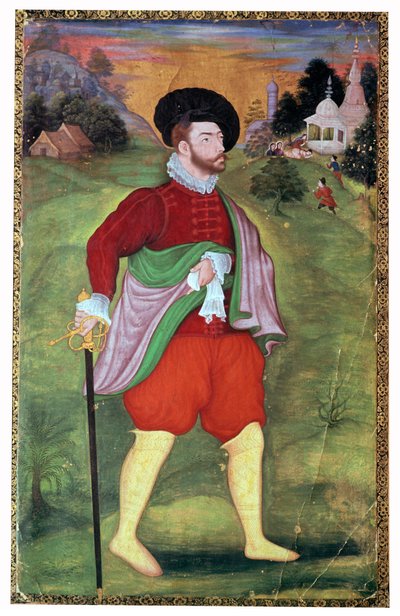 Ritratto Mughal di un europeo, XVI secolo da Unbekannt
