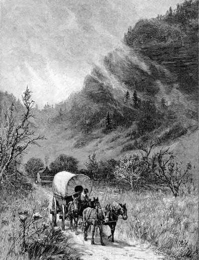 Carro trainato da muli che attraversa il Cumberland Gap, Kentucky da Unbekannt