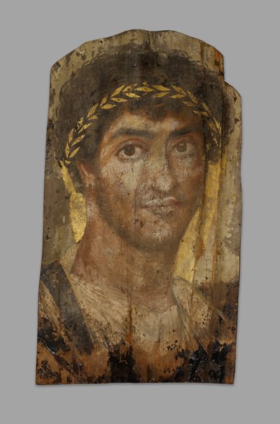 Ritratto di mummia di un uomo con una corona d