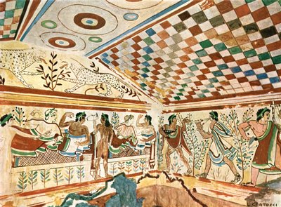 Pittura murale nella Tomba dei Leopardi a Tarquinia, Italia, 1928 da Unbekannt