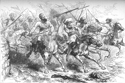 Rivoltosi avanzano su Delhi, c1880 da Unbekannt